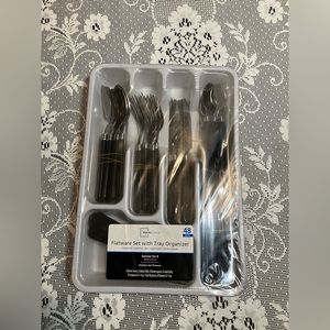 Mainstays Plastic Handle 48pc Flatware Set, Black